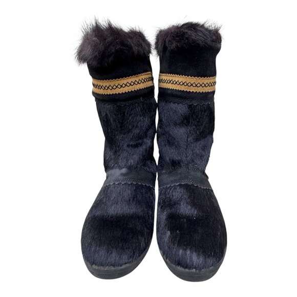 Tecnica Skandia Cowhide Goat Women's Brown Fur Insulated Ski Winter Boots Sz 7.5 - Picture 1 of 10